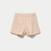 Short large taille haute en tweed ivoire femme
