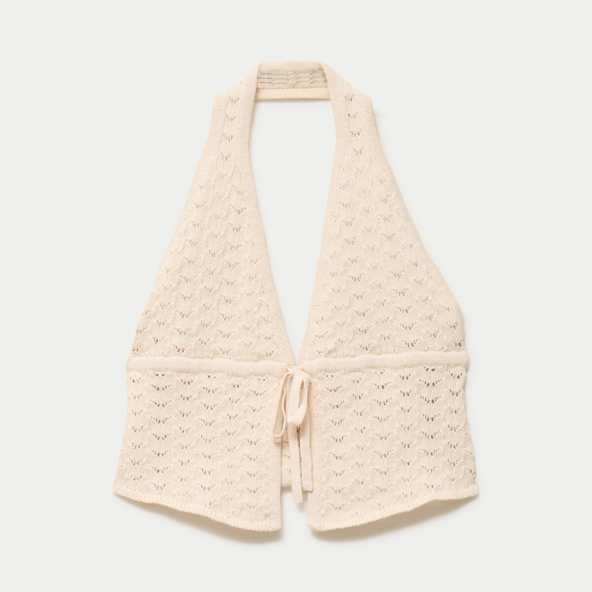 Top ajour&eacute; ecru femme
