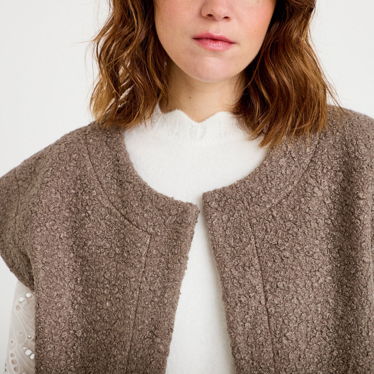 Gilet sans manches effet polaire sable femme