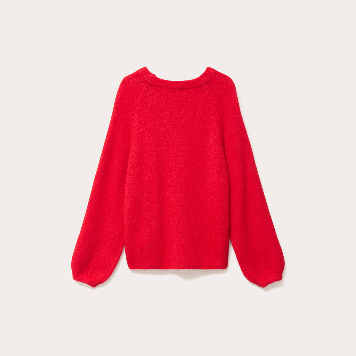 Pull ample col rond manches longues rouge femme