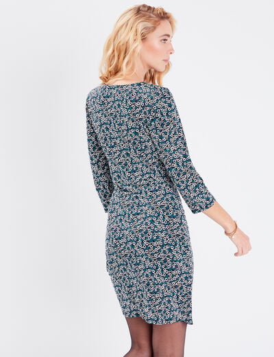Robe moulante manches 3/4 noir femme