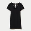 Robe droite courte en maille col rond noir femme