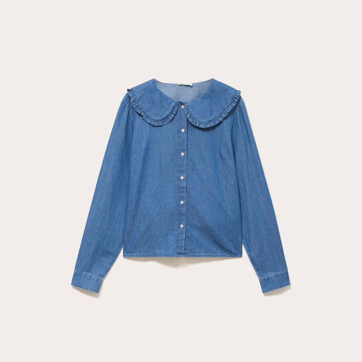 Blouse col claudine denim double stone femme