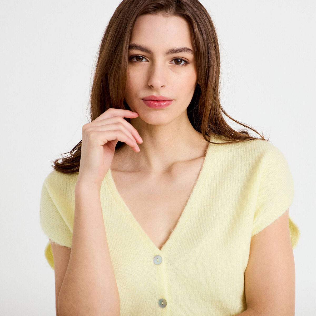 Gilet sans manches jaune clair femme