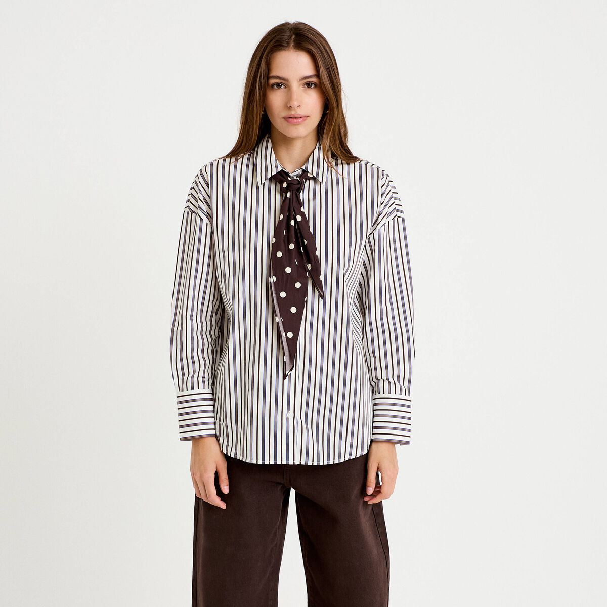 Chemise oversize manches longues blanc femme