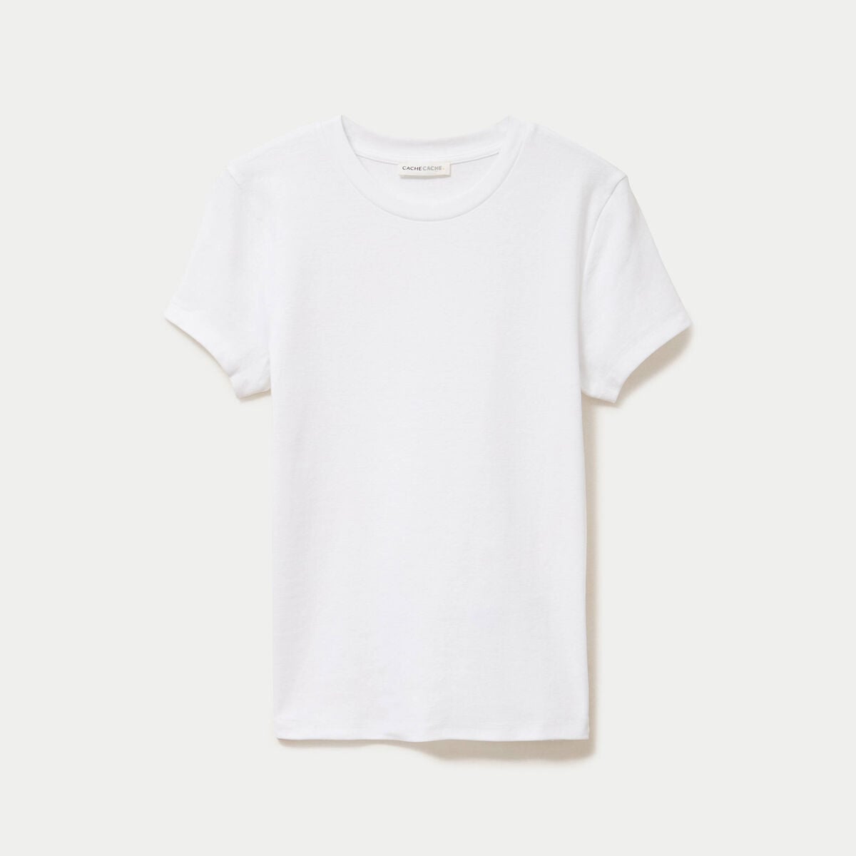 Top ajust&eacute; col rond manches courtes blanc femme