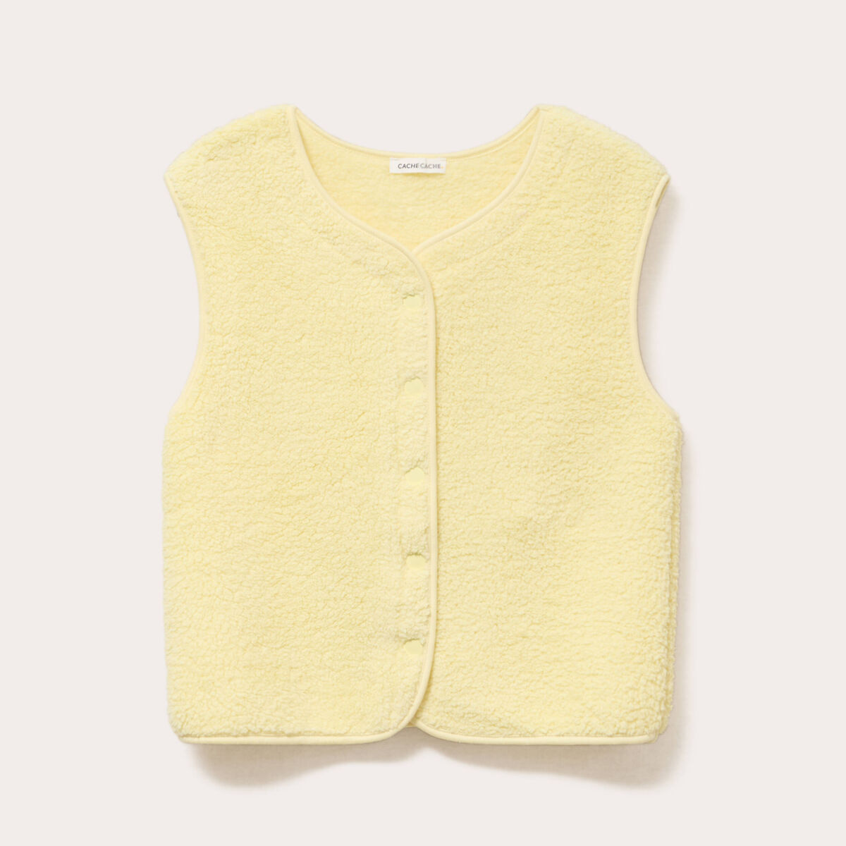 Veste sans manches effet polaire jaune clair femme
