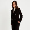 Veste droite sans manches col tailleur noir femme
