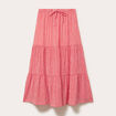 Jupe longue trap&egrave;ze rouge vif femme