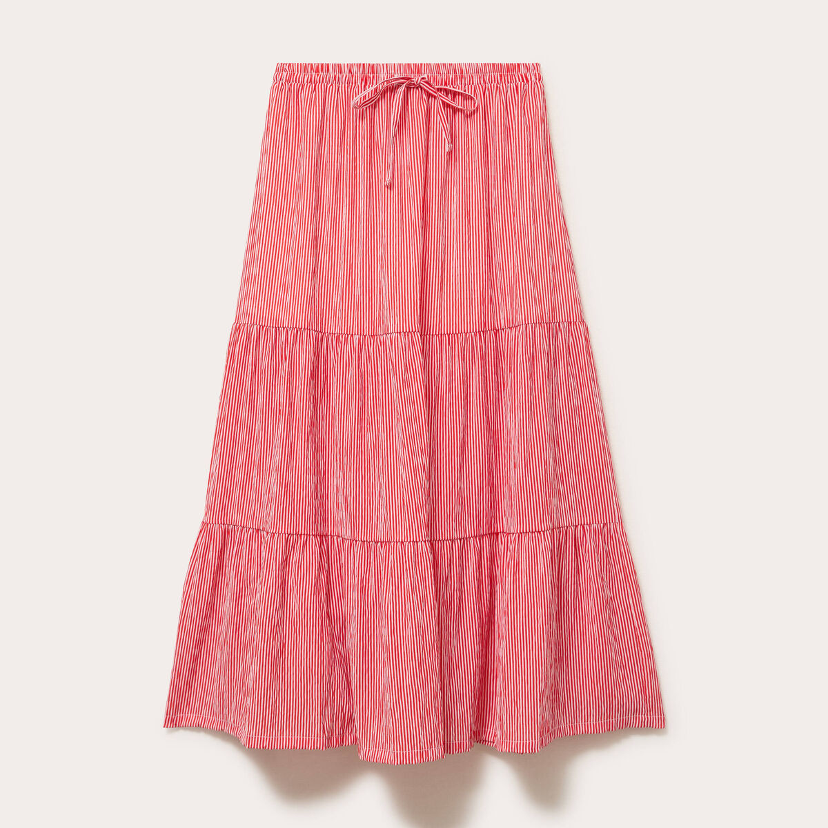 Jupe longue trap&egrave;ze rouge vif femme