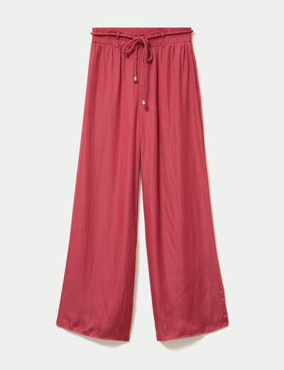 Pantalon large taille standard rose framboise femme