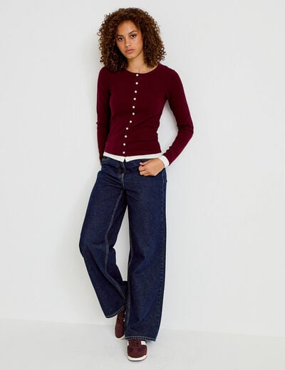 Doudou col rond manches longues bordeaux femme