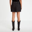Jupe-short trap&egrave;ze en jean denim snow noir femme
