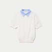 Polo col chemise manches courtes blanc femme