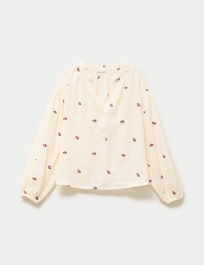 Blouse avec broderie bordeaux femme