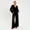 Blouse droite courte manches longues noir femme