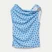 Top pliss&eacute; col bardot sans manches bleu ciel femme