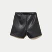 Jupe-short courte en similicuir noir femme