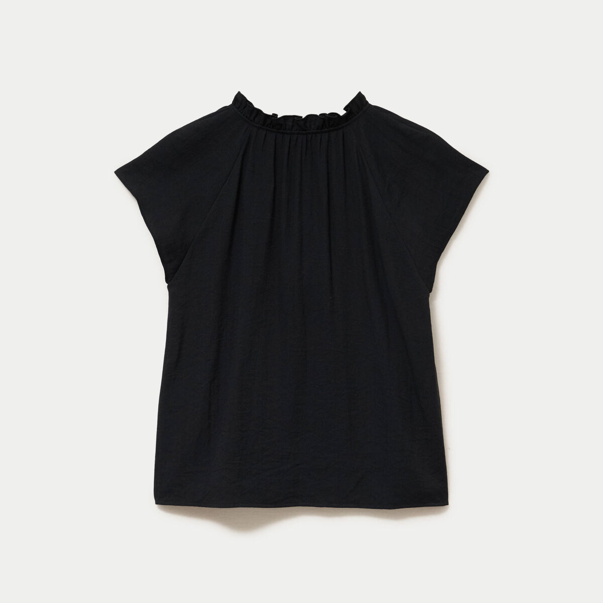Blouse ample col v manches courtes noir femme