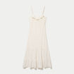 Robe longue &eacute;vas&eacute;e col v bretelles ecru femme