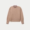 Pull col rond manches longues beige femme