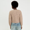 Gilet torsad&eacute; col rond beige femme