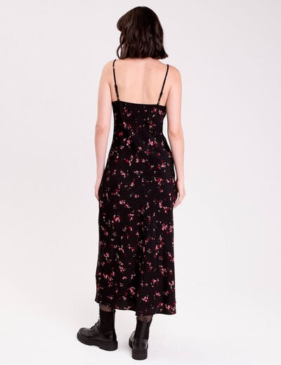 Robe &eacute;vas&eacute;e col v noir femme