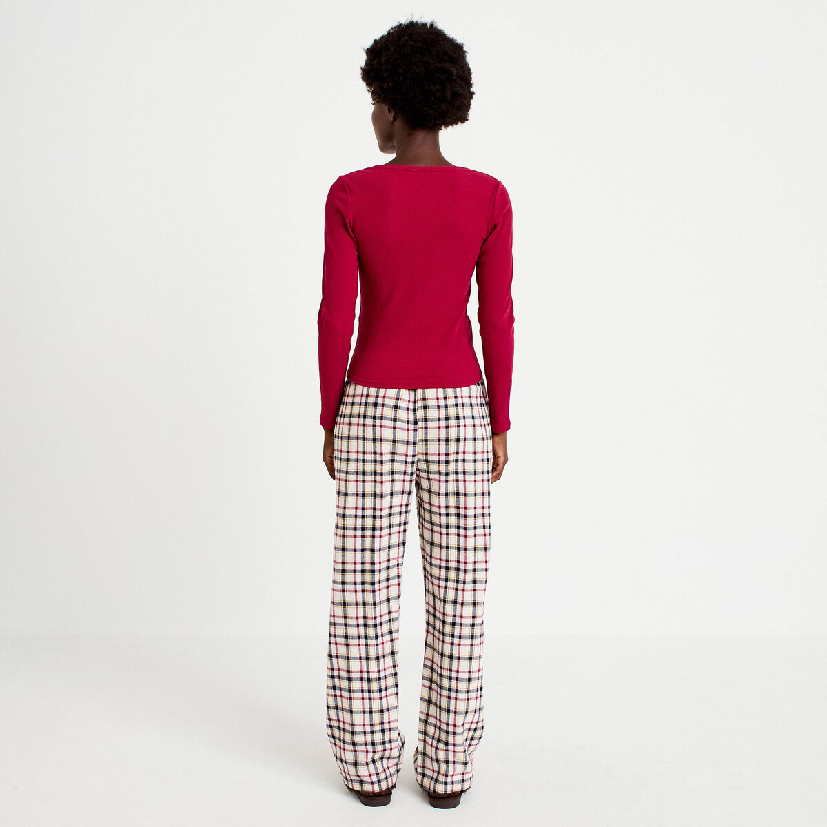 Pyjama manches longues rouge femme
