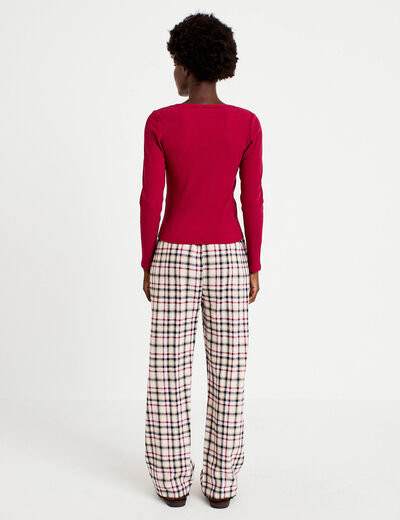 Pyjama manches longues rouge femme