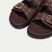 Mules d&eacute;tails clout&eacute;s marron fonc&eacute; femme