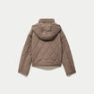 Veste droite &agrave; capuche manches longues taupe femme