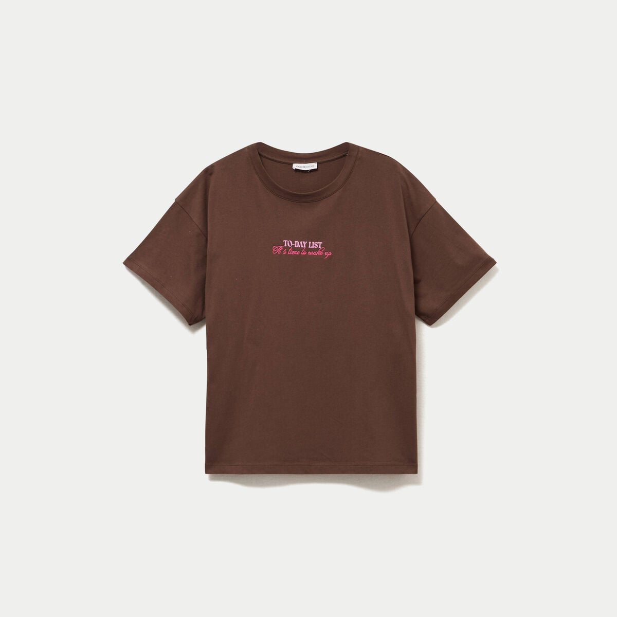 T-shirt oversize manches courtes marron fonc&eacute; femme