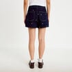 Jupe-short trap&egrave;ze en jean bleu marine femme