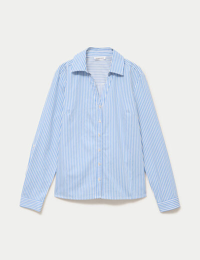 Chemise col classique bleu femme