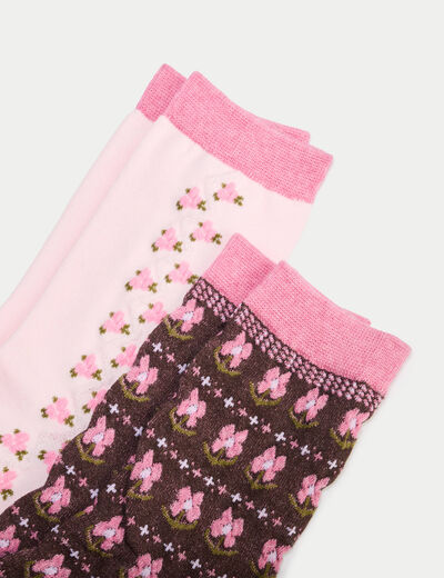 Lot 2 paires de chaussettes marron fonc&eacute; femme