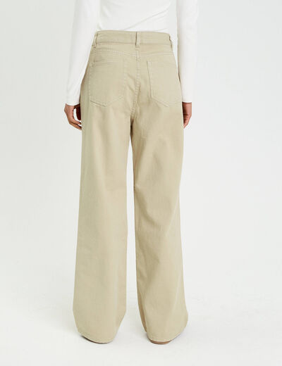 Jean wide leg taille haute vert femme
