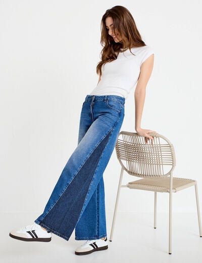Jean wide leg taille basse denim double stone femme