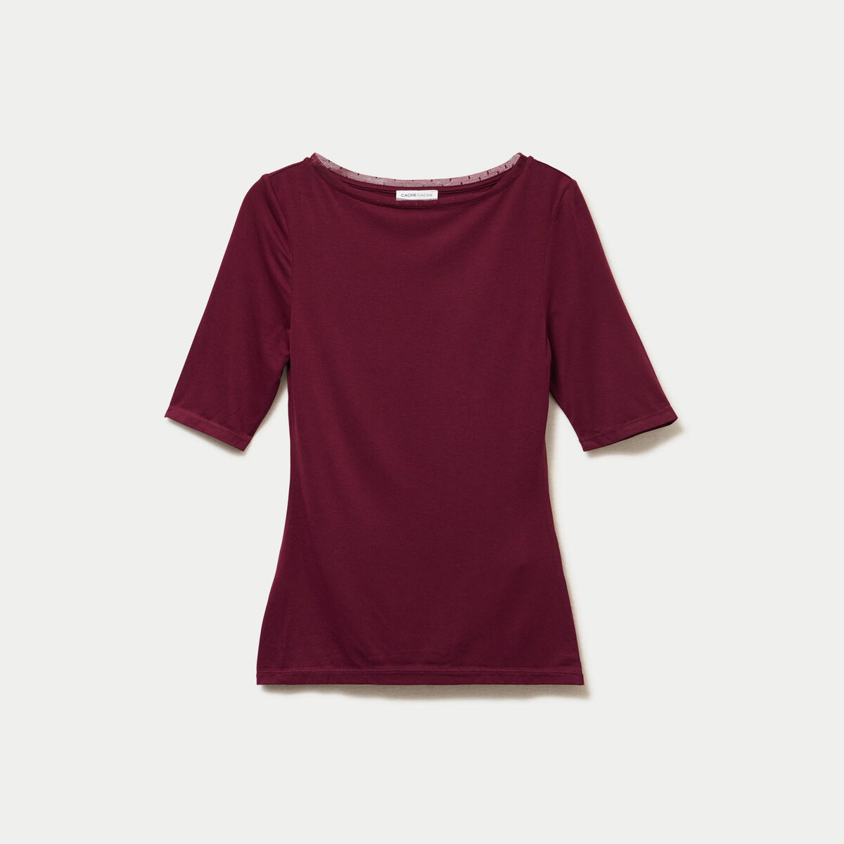 T-shirt ajust&eacute; manches courtes bordeaux femme