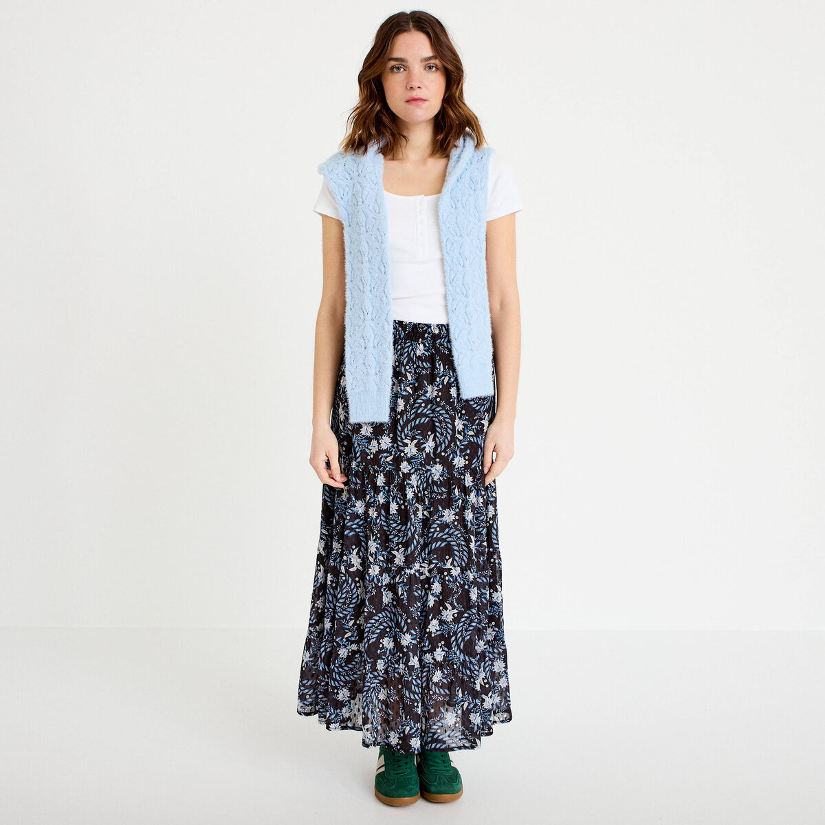 T-shirt c&ocirc;tel&eacute; blanc femme