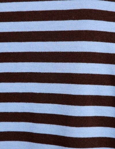 T-shirt col rond manches longues marron femme