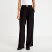 Pantalon large ceinture bijou noir femme