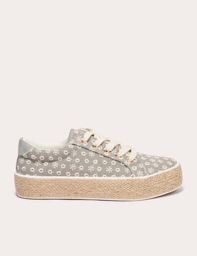 Baskets espadrilles plates beige femme