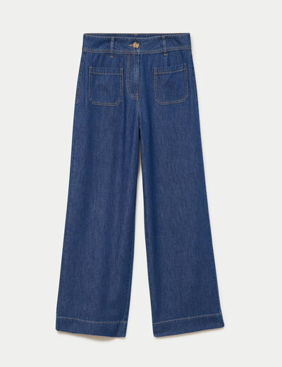 Jean wide leg taille standard denim stone femme