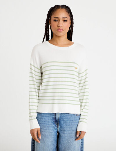 Pull manches longues vert pastel femme