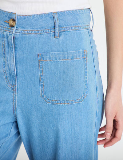 Jean wide leg taille standard denim bleach femme