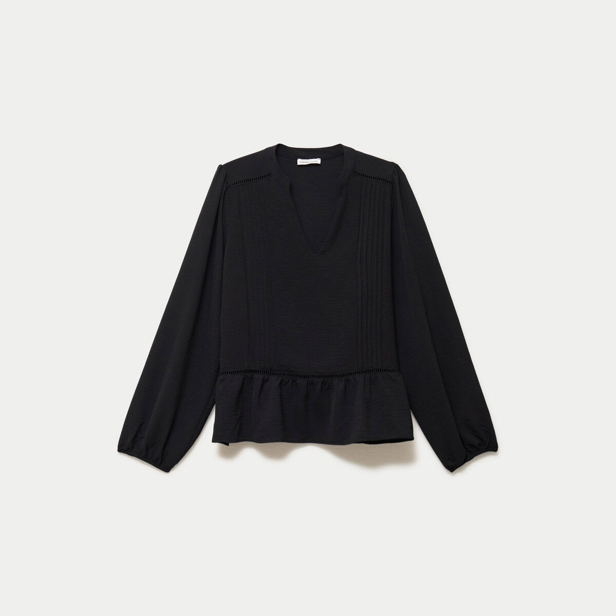 Blouse col v manches longues noir femme