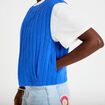 Gilet barman ample cropped pliss&eacute; bleu electrique femme