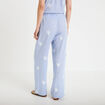 Pantalon large taille haute &agrave; relief blanc femme