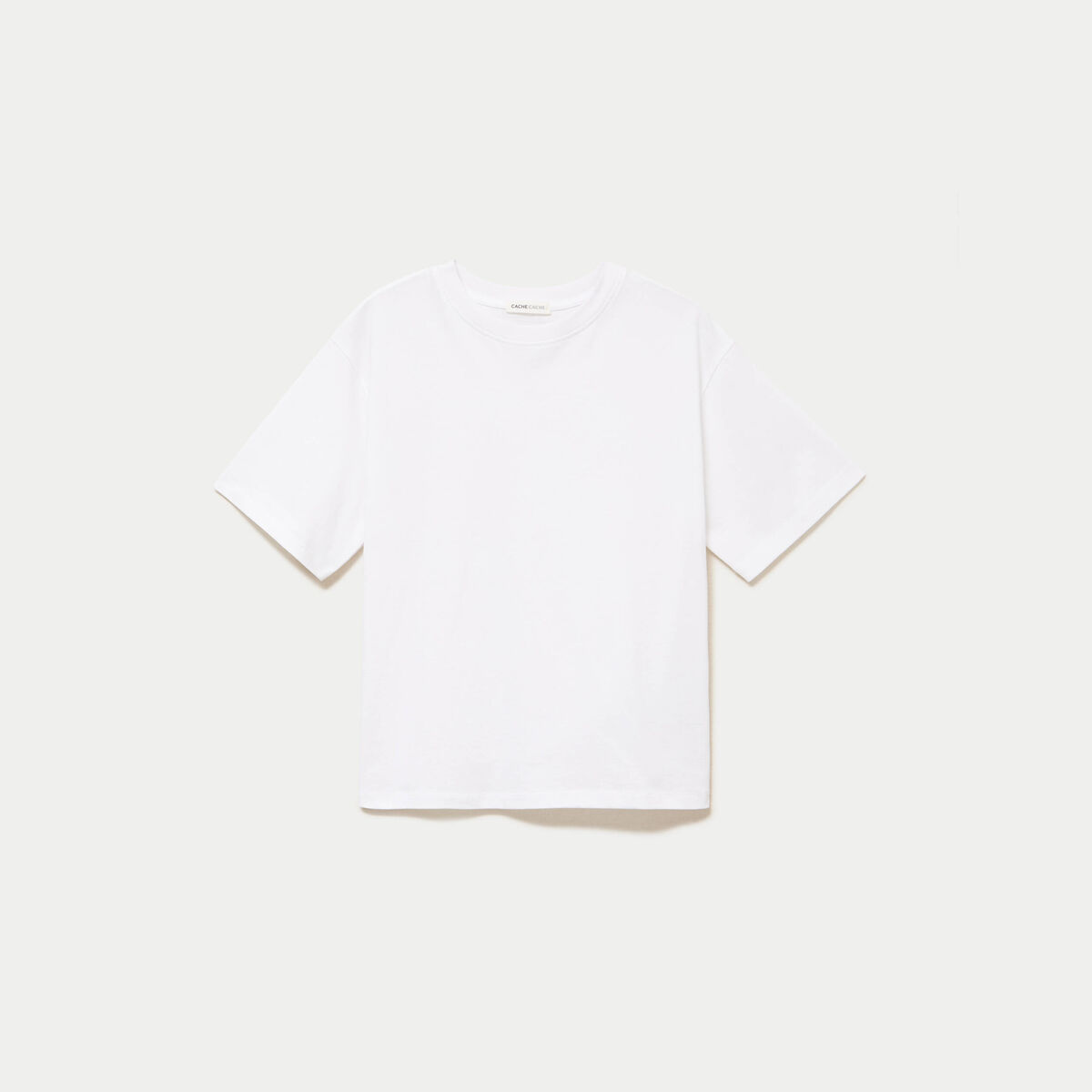 T-shirt col rond manches courtes blanc femme