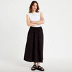 Jupon &eacute;vas&eacute; long noir femme